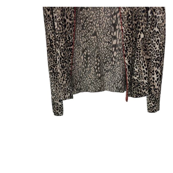 Marc Cain Cheetah Print Casual Stretch Long Sleeve Open Front Cardigan Size 2 - Picture 6 of 13
